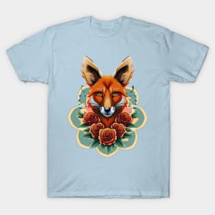 Fox and flowers tattoo style 10 T-Shirt